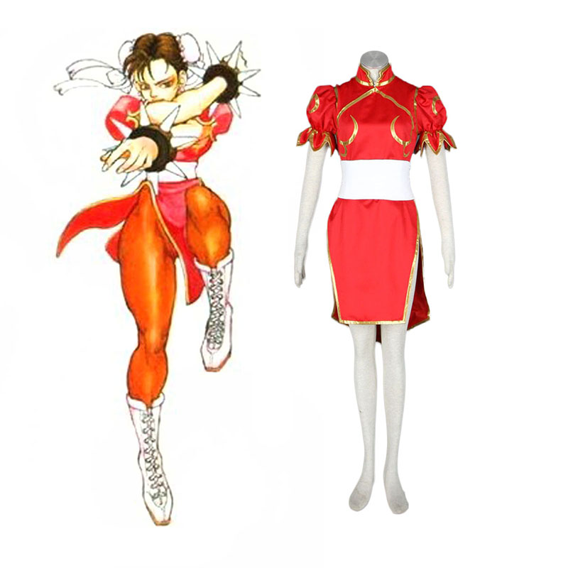 Street Fighter Chun-Li 4 Red Cosplay Costumes UK