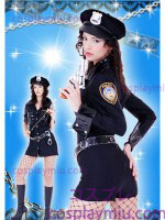 Sexy Long Sleeve Lady Police Patched Costume