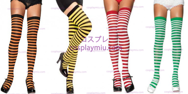 Striped Thigh High Stockings