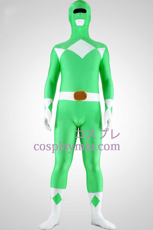 Mighty zentaiin Green Ranger Lycra Spandex Superhero Zentai Suit