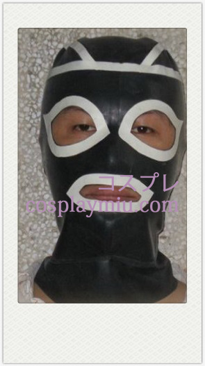 Black and White Female Cosplay Latex Mask with Open Eyes and Mouth