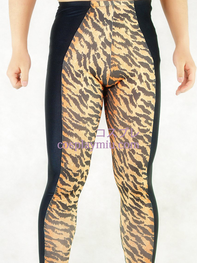 Tiger Skin And Black Style Lycra Spandex Men's Pants