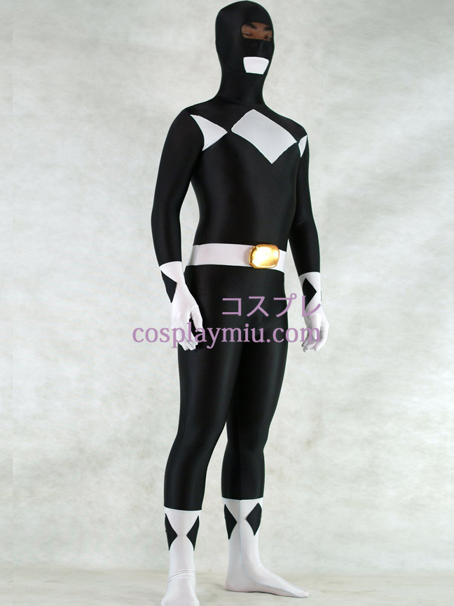 White And Black Lycra Spandex Unisex Zentai Suit