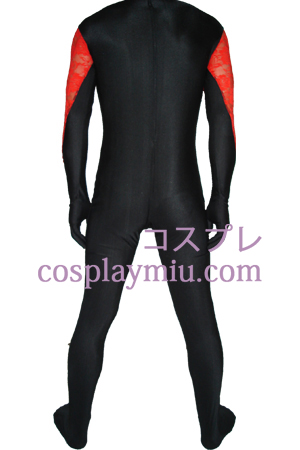 Black Red Lycra Lace Zentai Suit