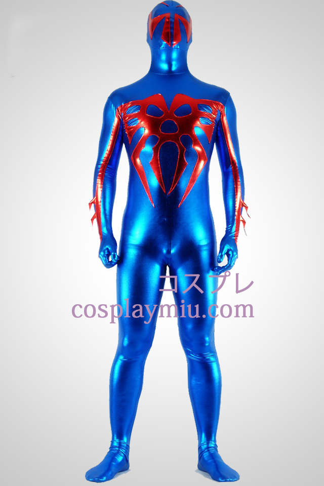 Shiny Metallic Blue and Red Spider Superhero Zentai Suit